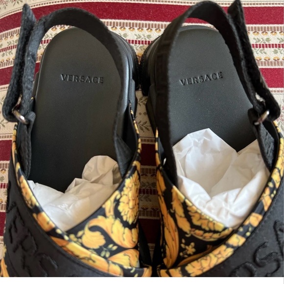 Versace Black and Gold Baroque Sandals - Picture 4 of 8
